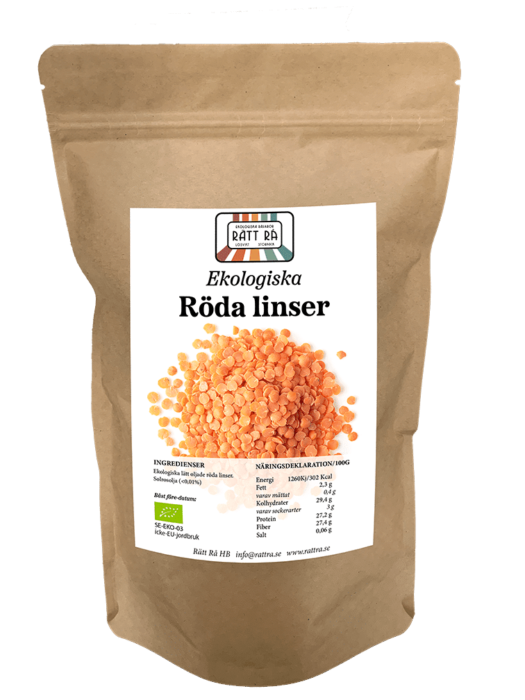 Ekologiska röda linser 2 kg
