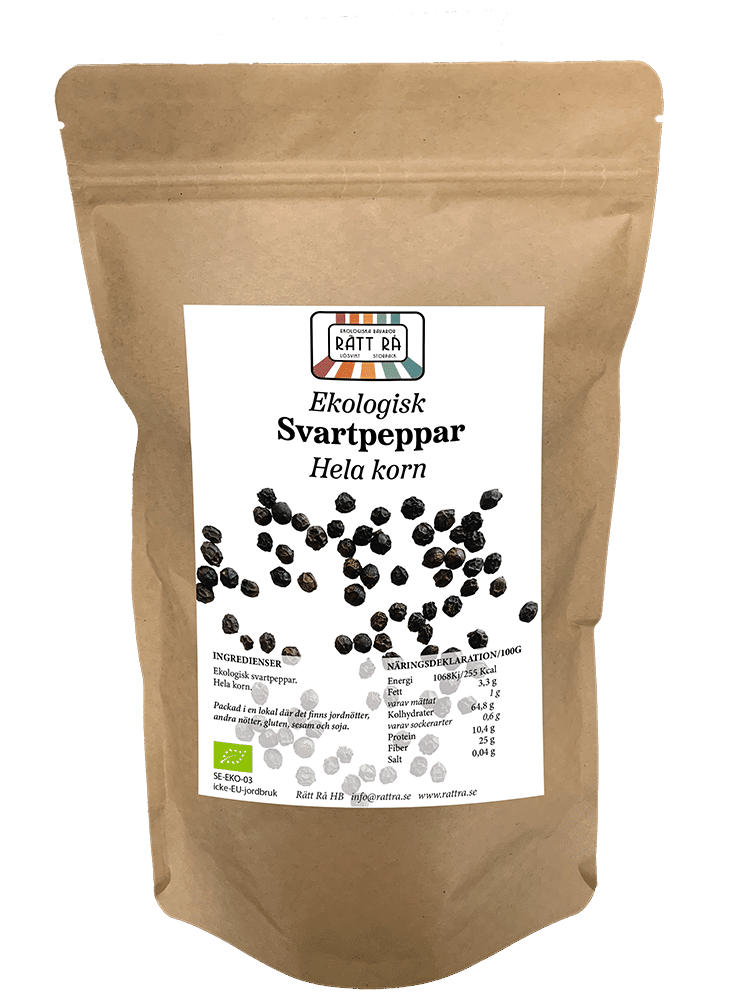 Ekologisk svartpeppar, hela korn 300 g